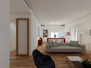 Modern Apartment Renovation, Tea Arquitectos Tea Arquitectos モダンデザインの リビング 木 白色