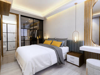 Apto estilo Nórdico, Velasco Arquitectura Velasco Arquitectura Modern style bedroom Wood Wood effect