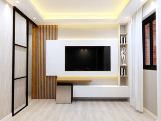 Apto estilo Nórdico, Velasco Arquitectura Velasco Arquitectura Modern media room Wood Wood effect