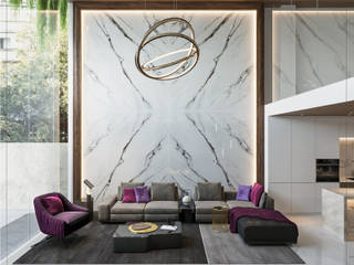 Singapore Carpentry Interior Design Pte Ltd Living room Marble White