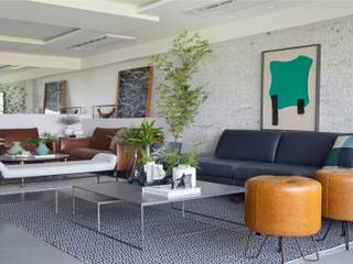 Apartamento com sala de estar e jantar integradas com a varanda gourmet. , Virna Carvalho Arquiteta Virna Carvalho Arquiteta Salon moderne