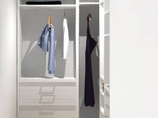 Walk-In-Closet Melamina cor Linho Tessuto, DIONI Home Design DIONI Home Design Гардеробная в стиле модерн