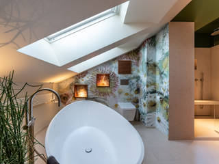 Floral Tapete Bad, Vivante Vivante 現代浴室設計點子、靈感&圖片 石器