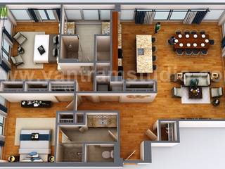 3D Floor Plan Design of transitional Apartment Design by floor plan designer, Toronto, Canada, Yantram Animation Studio Corporation Yantram Animation Studio Corporation
