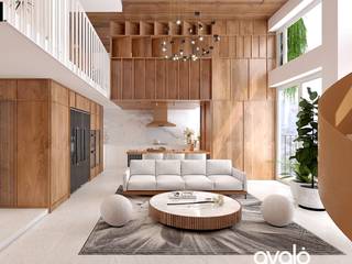 Căn hộ Duplex TYP, CÔNG TY CỔ PHẦN NỘI THẤT AVALO CÔNG TY CỔ PHẦN NỘI THẤT AVALO Modern living room Engineered Wood Transparent