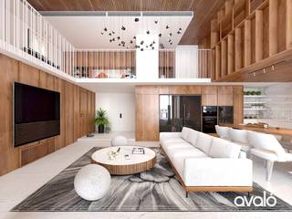 Căn hộ Duplex TYP, CÔNG TY CỔ PHẦN NỘI THẤT AVALO CÔNG TY CỔ PHẦN NỘI THẤT AVALO Modern living room Engineered Wood Transparent