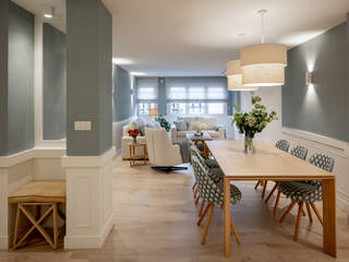 Diseño de piso amplio y acogedor para una familia, Sube Interiorismo Sube Interiorismo 餐廳 Blue