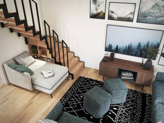 Une pièce de vie inspirée de la montagne, Studio Coralie Vasseur Studio Coralie Vasseur Modern living room