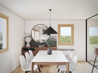 Une pièce de vie inspirée de la montagne, Studio Coralie Vasseur Studio Coralie Vasseur Modern dining room