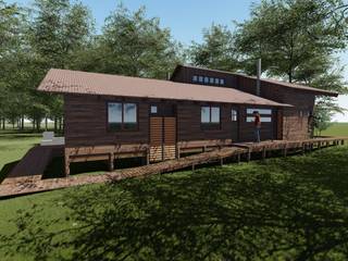 Cabaña Bosques de Lircay 96.88 m2, Nave + Arquitectura & Modelación Paramétrica Nave + Arquitectura & Modelación Paramétrica Country style house Wood effect