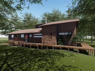 Cabaña Bosques de Lircay 96.88 m2, Nave + Arquitectura & Modelación Paramétrica Nave + Arquitectura & Modelación Paramétrica Bungalows Acabado en madera