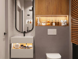 Aranżacja łazienki z wykorzystaniem elementów drewna, Senkoart Design Senkoart Design Moderne Badezimmer Mehrfarbig