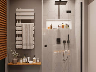 Aranżacja łazienki z wykorzystaniem elementów drewna, Senkoart Design Senkoart Design Nowoczesna łazienka Wielokolorowy