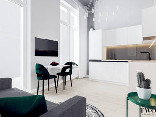 Projekt Kawalerki z antresolą, Klaudia Tworo Projektowanie Wnętrz Sp. z o.o. Klaudia Tworo Projektowanie Wnętrz Sp. z o.o. Modern Dining Room