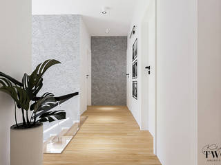 Projekt Domu, Klaudia Tworo Projektowanie Wnętrz Sp. z o.o. Klaudia Tworo Projektowanie Wnętrz Sp. z o.o. Modern corridor, hallway & stairs
