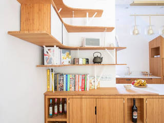 Une cuisine sur-mesure inspirée du mouvement Japandi, Studio Coralie Vasseur Studio Coralie Vasseur Scandinavian style kitchen Wood Wood effect