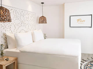 7Pines Resort — Ibiza, ES, Kitzig Design Studios GmbH Kitzig Design Studios GmbH Mediterranean style bedroom