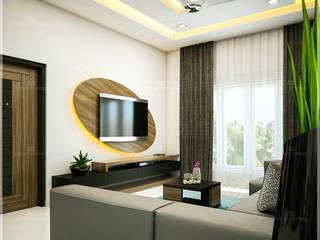 Our creative executions of site interior room areas..., Monnaie Interiors Pvt Ltd Monnaie Interiors Pvt Ltd モダンデザインの リビング 木 木目調