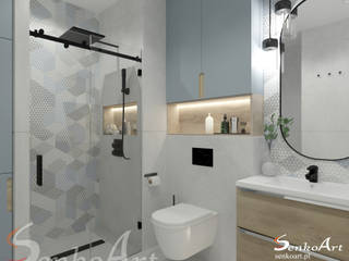 Projekt łazienki w stylu nowoczesnym, Senkoart Design Senkoart Design Moderne Badezimmer Fliesen Blau