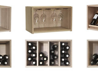 6 Narrow Modules to Complement the Configuration garrafeiras.pt Modern wine cellar MDF Wood effect Wine cellar
