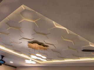 False Ceiling, xpoz interiors xpoz interiors 现代客厅設計點子、靈感 & 圖片 刨花板