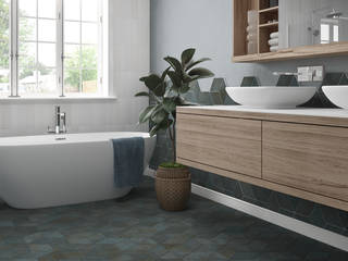 Oxide, Equipe Ceramicas Equipe Ceramicas 北欧スタイルの お風呂・バスルーム タイル 青色
