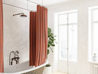 Duschvorhänge aus Naturmaterialien , BadundBaden BadundBaden Modern bathroom Cotton Red Textiles & accessories