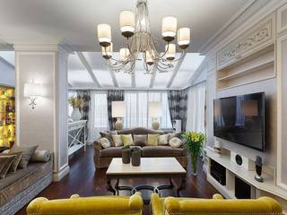 Appartamento privato - Ispirazione per un soggiorno contemporaneo con dettagli in giallo , Marioni srl Marioni srl Modern living room Wood Wood effect