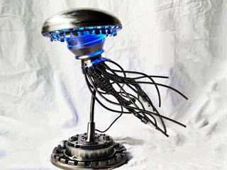 Steampunk Jellyfish: Scultura unica steampunk medusa realizzata da parti meccaniche , saweldart saweldart Mais espaços Metal