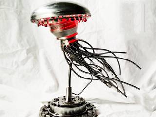 Steampunk Jellyfish: Scultura unica steampunk medusa realizzata da parti meccaniche , saweldart saweldart Otros espacios Metal