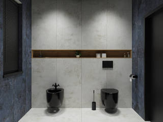 Niebieskie kolory w industrialnej łazience, Domni.pl - Portal & Sklep Domni.pl - Portal & Sklep Industrial style bathroom Ceramic