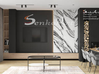 Projekt Salonu nowoczesnego z kominkiem, Senkoart Design Senkoart Design Nowoczesny salon Wielokolorowy
