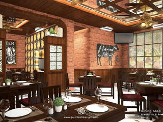 Alfresco ARENA Pub & Restaurant, Putri Bali Design (PBD) Putri Bali Design (PBD) Ruang Makan Gaya Industrial Kayu Brown