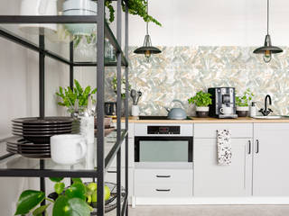 Verspielte, florale Wandfliese mit partiellem Glanz - Jungle, Fliesen24 Fliesen24 Kitchen units Tiles Multicolored