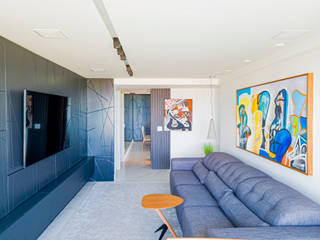 Apartamento Aurora, Arquitetura Sônia Beltrão & associados Arquitetura Sônia Beltrão & associados Modern Living Room Wood Black