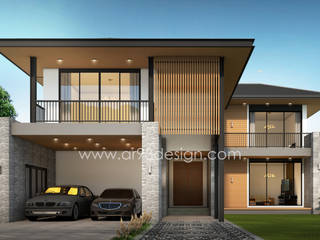 แบบบ้านสองชั้น 4 ห้องนอน ทรงตัวแอล, AR93 Design AR93 Design