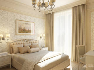 Дизайн классической спальни в бежевых тонах, Студия дизайна "Линия интерьера" Студия дизайна 'Линия интерьера' 臥室