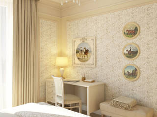 Дизайн классической спальни в бежевых тонах, Студия дизайна "Линия интерьера" Студия дизайна 'Линия интерьера' Dormitorios clásicos