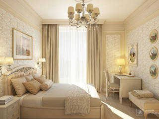 Дизайн классической спальни в бежевых тонах, Студия дизайна "Линия интерьера" Студия дизайна 'Линия интерьера' Dormitorios clásicos