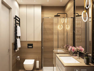 Интерьеры ванной комнаты и душевой в современной квартире, Студия дизайна "Линия интерьера" Студия дизайна 'Линия интерьера' Ванная комната в эклектичном стиле