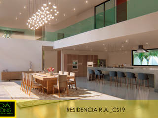 RESIDENCIA EN MÉRIDA, GR, AIDA TRACONIS ARQUITECTOS EN MÉRIDA, YUCATÁN, MÉXICO AIDA TRACONIS ARQUITECTOS EN MÉRIDA, YUCATÁN, MÉXICO Столовая комната в стиле модерн