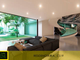 RESIDENCIA EN MÉRIDA, GR, AIDA TRACONIS ARQUITECTOS EN MÉRIDA, YUCATÁN, MÉXICO AIDA TRACONIS ARQUITECTOS EN MÉRIDA, YUCATÁN, MÉXICO Гостиная в стиле модерн