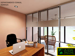 INTERIORISMO RESIDENCIAL EN CONKAL, YUCATÁN, AIDA TRACONIS ARQUITECTOS EN MÉRIDA, YUCATÁN, MÉXICO AIDA TRACONIS ARQUITECTOS EN MÉRIDA, YUCATÁN, MÉXICO Modern Study Room and Home Office