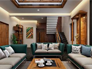 Auesthetic and everlasting of home interior design..., Monnaie Interiors Pvt Ltd Monnaie Interiors Pvt Ltd モダンデザインの リビング 木 木目調