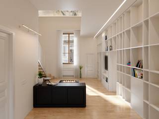 Appartamenti Galliera: Architettura Bolognese, Biondi Architetti Biondi Architetti Modern corridor, hallway & stairs