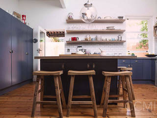 Rustic Blue Farm-style Kitchen CCMI Kitchen and Cupboard Specialists Built-in kitchens Black