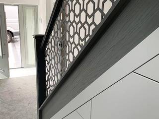 Staircase makeover with new decorative panels, Staircase Renovation Staircase Renovation Stairs Metal Grey