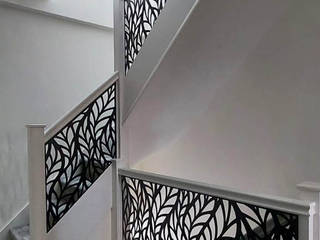 Staircase makeover with laser cut balustrade infill panels, Staircase Renovation Staircase Renovation درج فلز