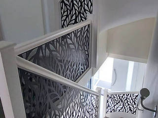 Staircase makeover with laser cut balustrade infill panels, Staircase Renovation Staircase Renovation บันได โลหะ