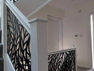 Staircase makeover with laser cut balustrade infill panels, Staircase Renovation Staircase Renovation 階段 金属
